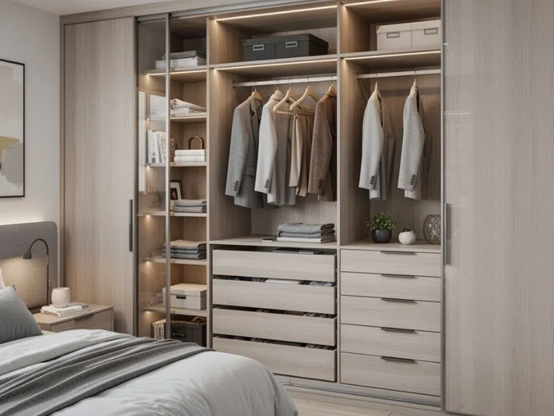 Egyedi gardróbszekrény hálószobába - beépített szekrény készítés Budapest